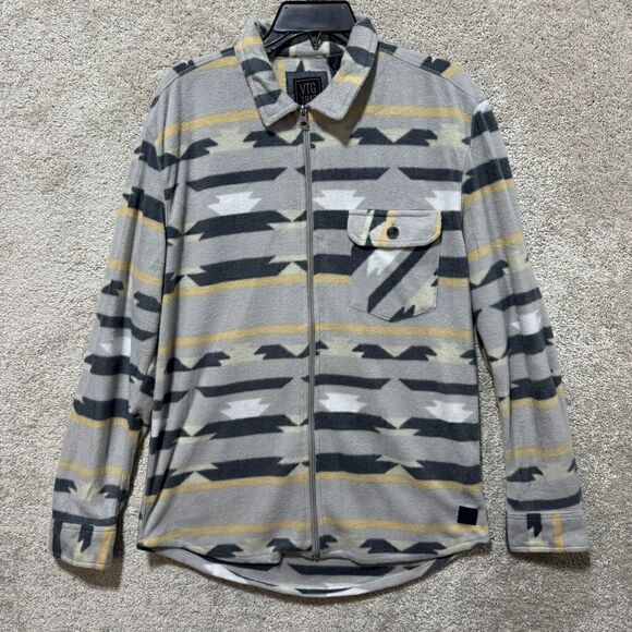 VTG 1946 Jacket NWT‎ Men's Large Gray Aztec Fleeece Full Zip Up Long Sleeve - Picture 1 of 12